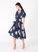 Allover Embroidered V-Neck Belt Dress DRESS Gracia Fashion 