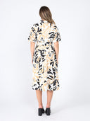 Allover Printed Shirt Collar & Belt Dress DRESS Gracia Fashion 