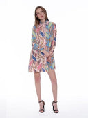 Alternating Color Chain Pattern Shirt Dress DRESS Gracia Fashion 