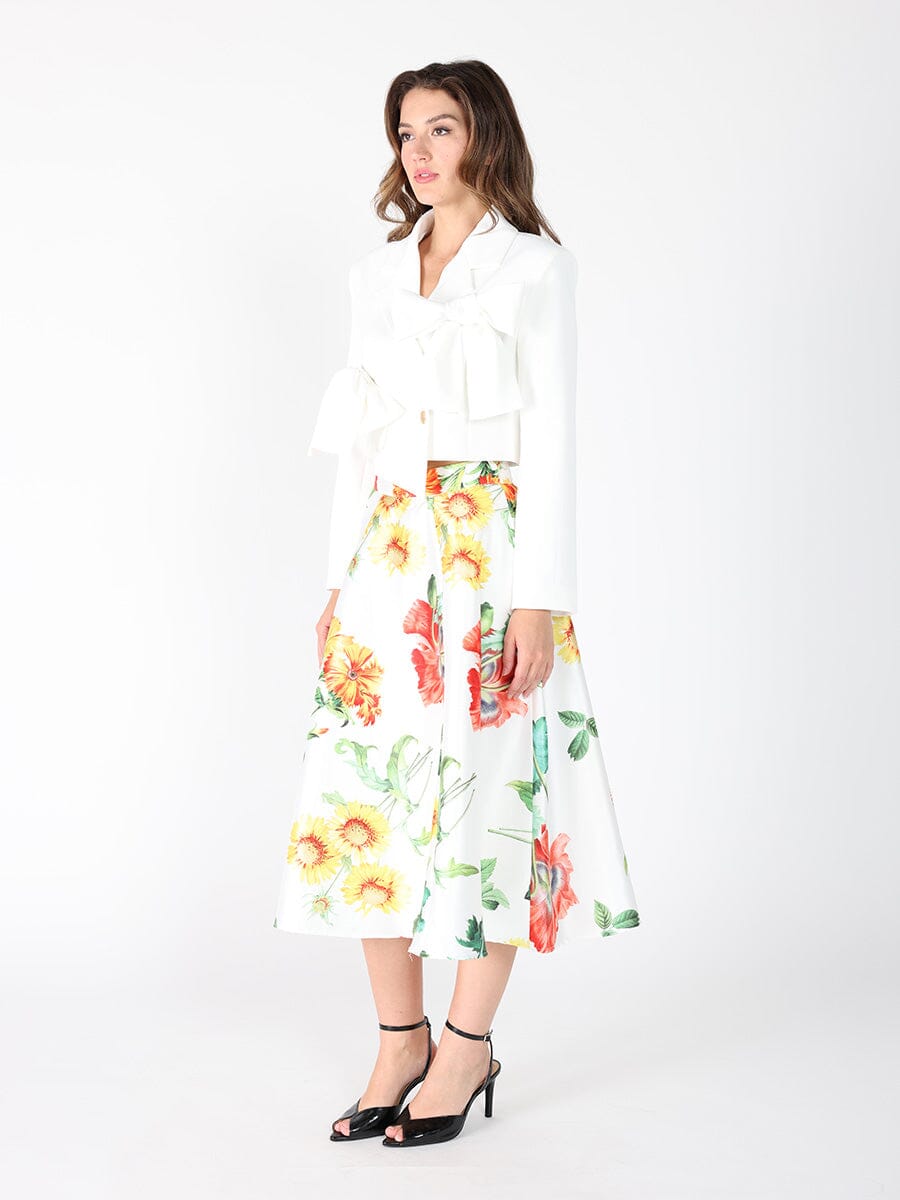 Applique Bow Front Button Open Crop Jacket JACKET Gracia Fashion 