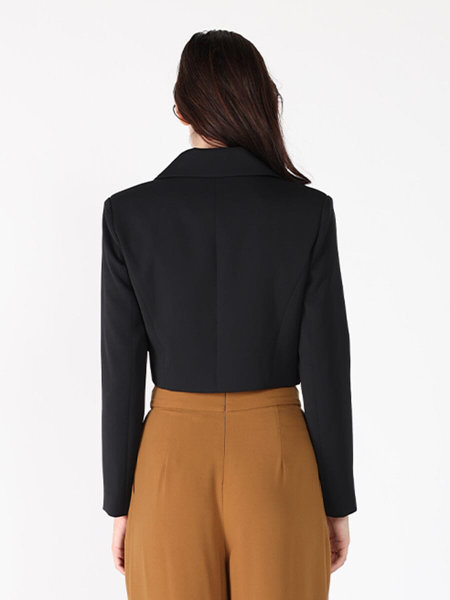 Applique Bow Front Button Open Crop Jacket JACKET Gracia Fashion 