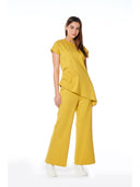Asymmetric Cut Ruched-Side Top SET Gracia Fashion 