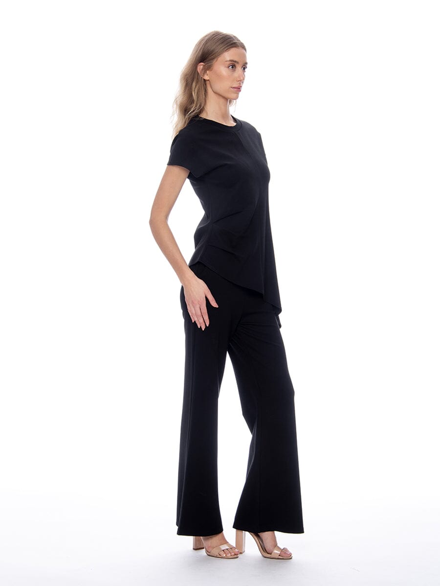 Asymmetric Cut Ruched-Side Top SET Gracia Fashion 