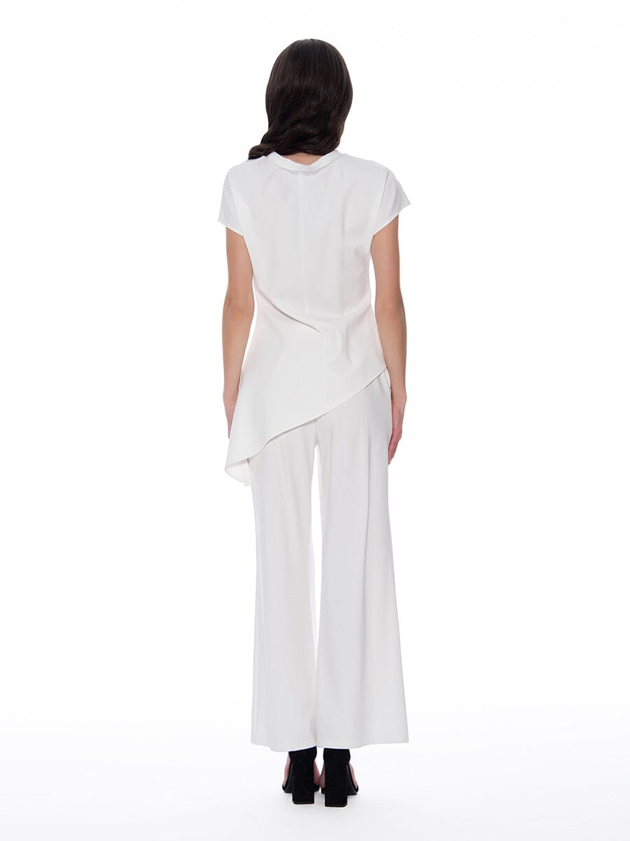 Asymmetric Cut Ruched-Side Top SET Gracia Fashion 