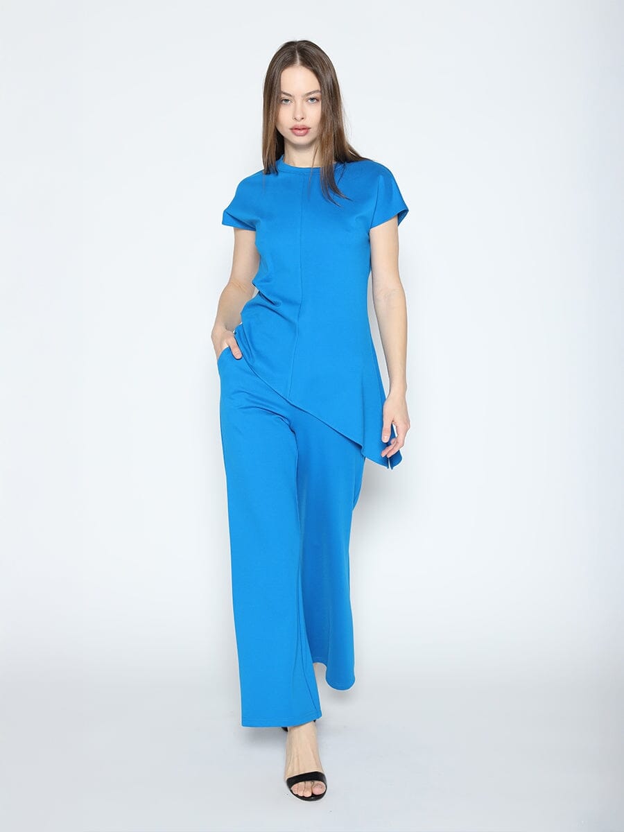 Asymmetric Cut Ruched-Side Top SET Gracia Fashion 