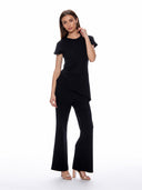 Asymmetric Cut Ruched-Side Top SET Gracia Fashion 