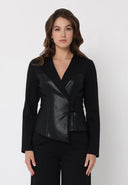 Asymmetric Wrap Style V-Neck Long Sleeve JACKET Gracia Fashion BLACK S 