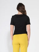 Asymmetrical neck ruched detail solid top TOP Gracia Fashion 