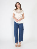 Asymmetrical side pleats short sleeve top TOP Gracia Fashion 