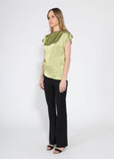 Asymmetrical side pleats short sleeve top TOP Gracia Fashion 