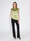 Asymmetrical side pleats short sleeve top TOP Gracia Fashion 