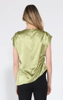 Asymmetrical side pleats short sleeve top TOP Gracia Fashion 