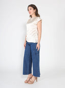 Asymmetrical side pleats short sleeve top TOP Gracia Fashion 