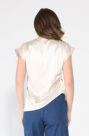 Asymmetrical side pleats short sleeve top TOP Gracia Fashion 