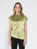 Asymmetrical side pleats short sleeve top TOP Gracia Fashion SAGE S 