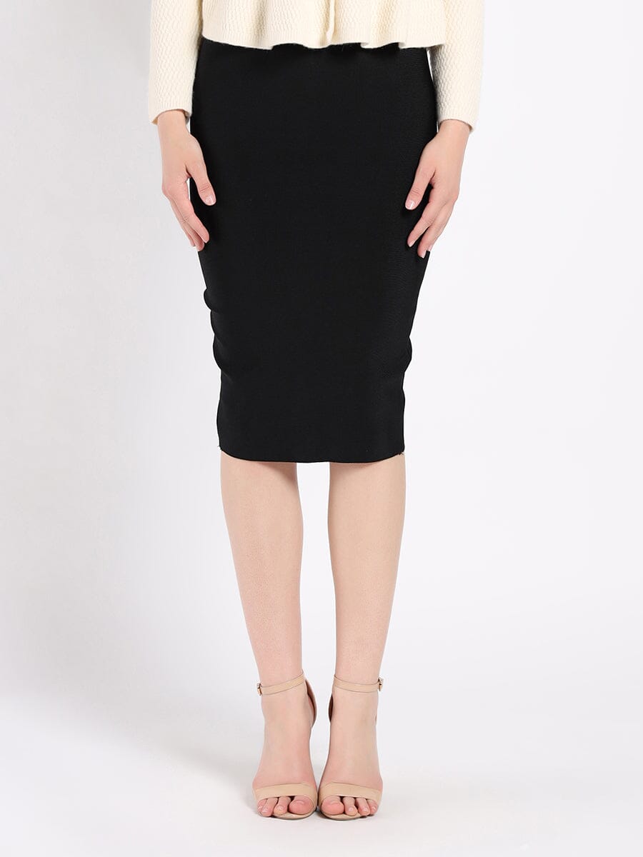 Bandage solid color midi skirt SKIRT Gracia Fashion BLACK S 