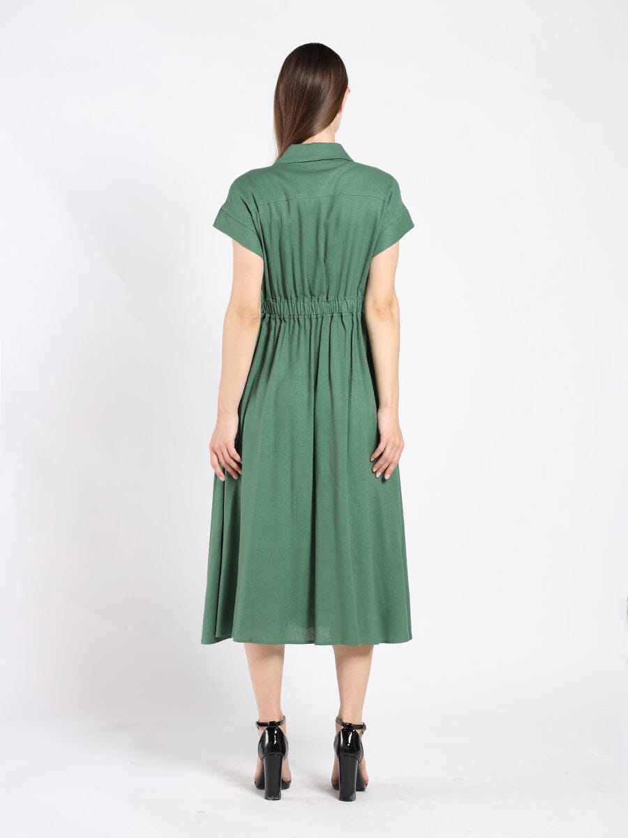 Banded waist short sleeve dress DRESS Gracia Fashion 