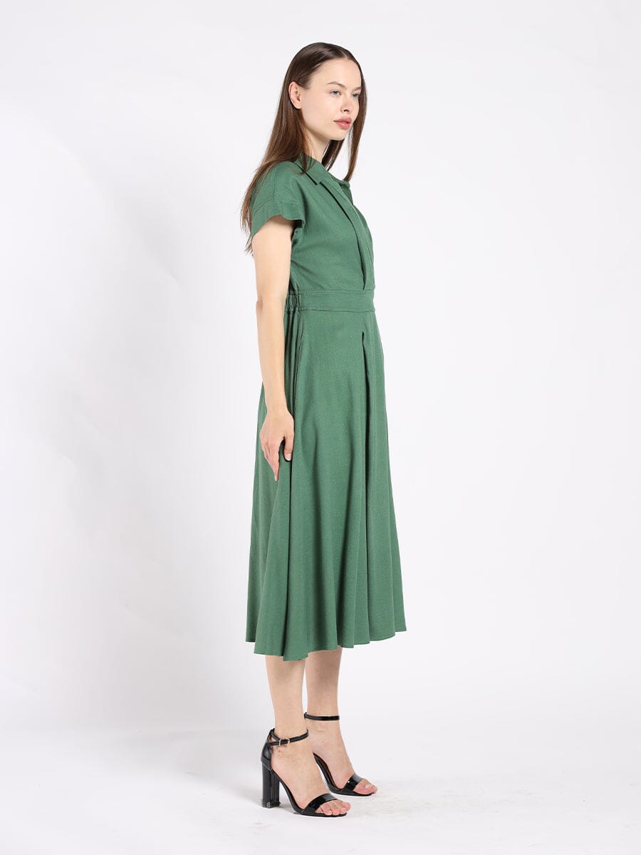 Banded waist short sleeve dress DRESS Gracia Fashion 