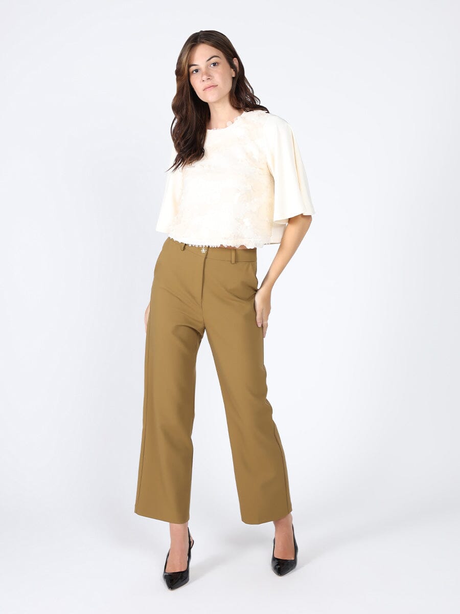 Bell Sleeve Sequin Top TOP Gracia Fashion IVORY S 