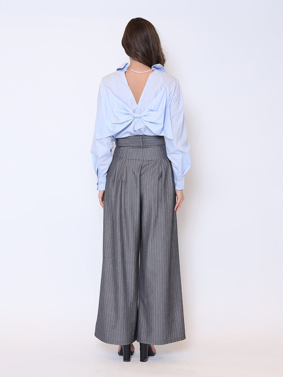 Big Bow Back Pearl Strand BTW Shoulders Top TOP Gracia Fashion 