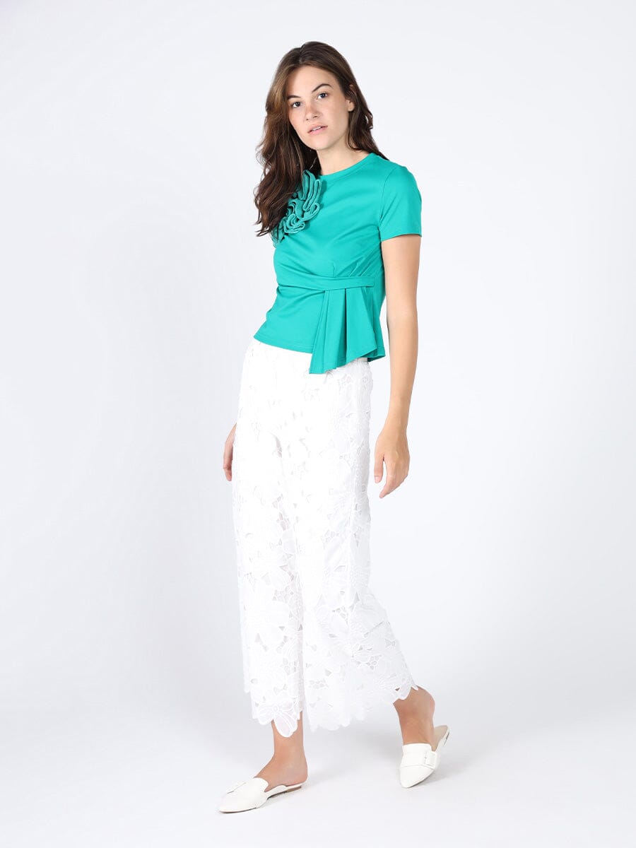 Big Chest Flower Top TOP Gracia Fashion GREEN S 