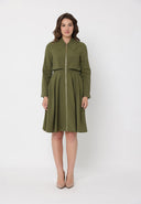 Big Collar Layering Detail Long Sleeve Dress DRESS Gracia Fashion OLIVE S 