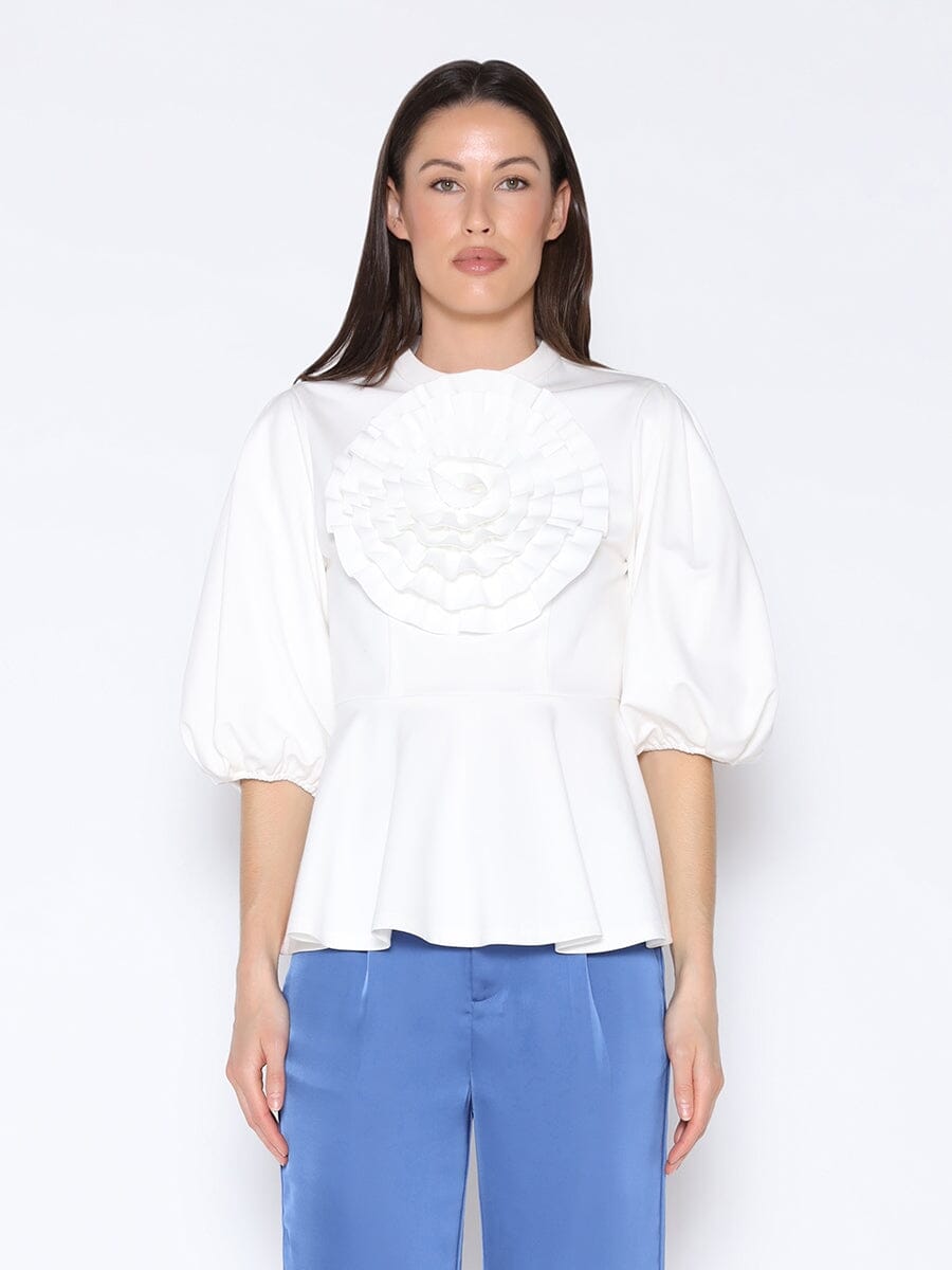 完売品【euw】puff sleeve peplum top / ivory puff sleeve peplum top / ivory