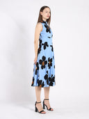Big Flower Print Mdii Dress With Gathered Neck DRESS Gracia Fashion 