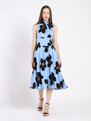 Big Flower Print Mdii Dress With Gathered Neck DRESS Gracia Fashion 