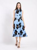 Big Flower Print Mdii Dress With Gathered Neck DRESS Gracia Fashion 