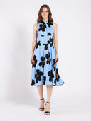 Big Flower Print Mdii Dress With Gathered Neck DRESS Gracia Fashion 