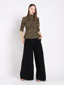 Black & Yellow Top with 3/4 Sleeves TOP Gracia Fashion 