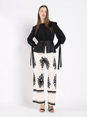 Blouse with Leather Cuffs And Peplum Bottom TOP Gracia Fashion 
