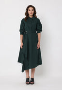 Bottom wrap shirt collared dress DRESS Gracia Fashion HUNTER GREEN S 