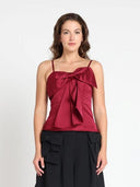 Bow Detail Camisole Top TOP Gracia Fashion BURGUNDY S 