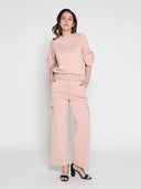 Bow detail sleeve round neck solid top TOP Gracia Fashion 