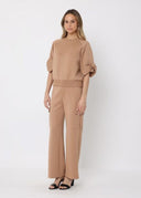 Bow detail sleeve round neck solid top TOP Gracia Fashion 