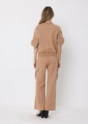 Bow detail sleeve round neck solid top TOP Gracia Fashion 