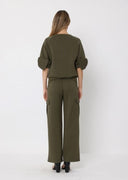 Bow detail sleeve round neck solid top TOP Gracia Fashion 