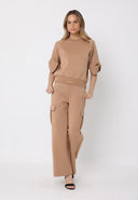 Bow detail sleeve round neck solid top TOP Gracia Fashion 