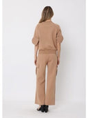 Bow detail sleeve round neck solid top TOP Gracia Fashion 