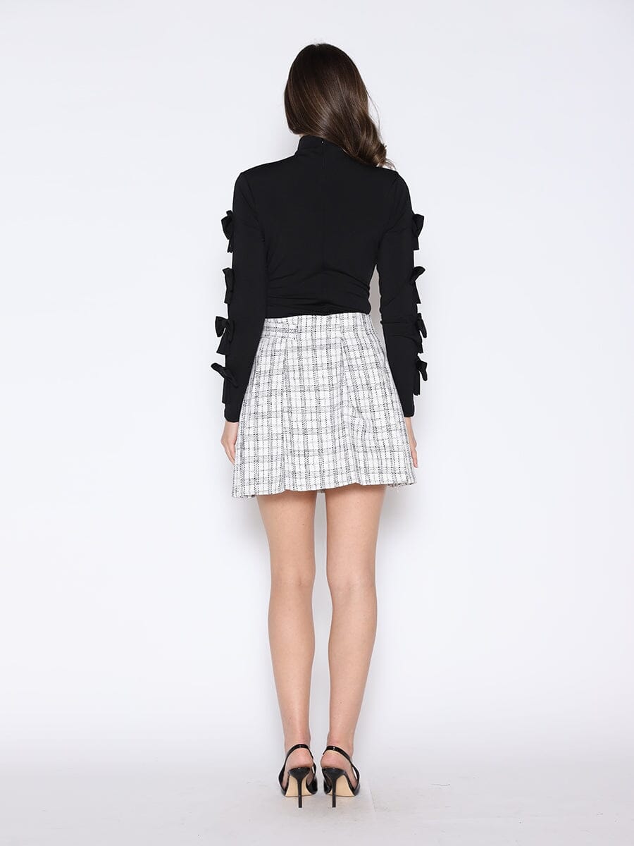 Bow Tie Sleeve Detailed Mock Neck Top TOP Gracia Fashion 
