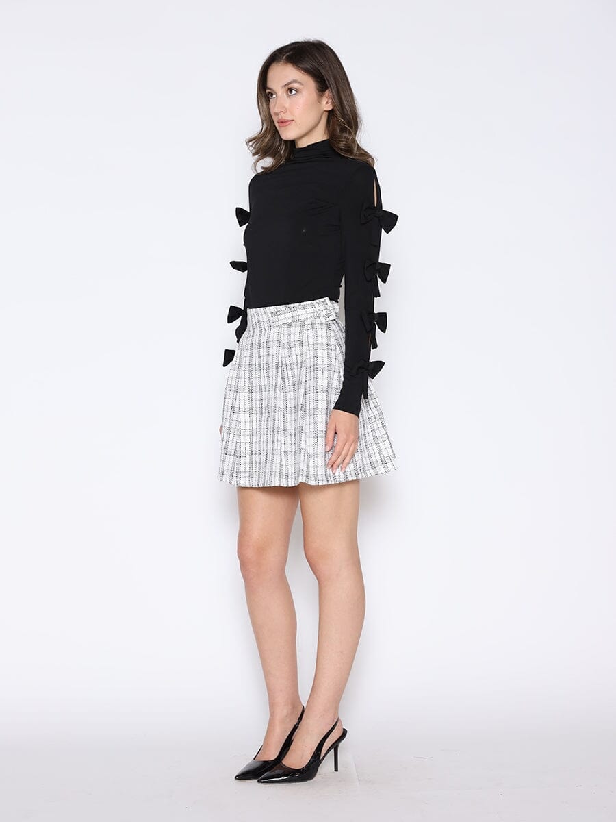 Bow Tie Sleeve Detailed Mock Neck Top TOP Gracia Fashion 