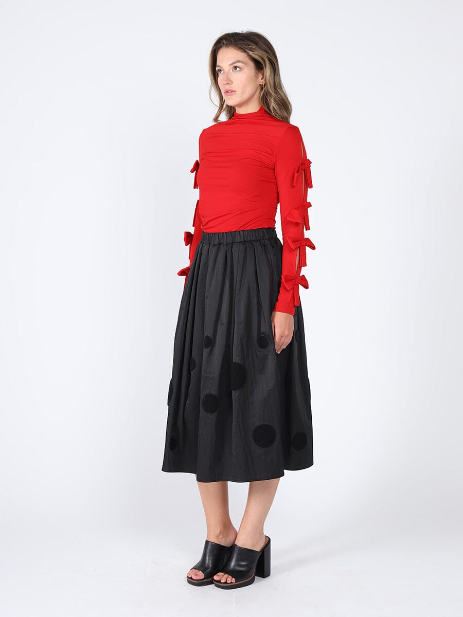 Bow Tie Sleeve Detailed Mock Neck Top TOP Gracia Fashion 