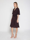 Brown polka dot wrap dress DRESS Gracia Fashion 