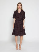 Brown polka dot wrap dress DRESS Gracia Fashion BROWN S 
