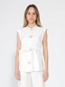 Button detail sleeveless vest JACKET Gracia Fashion IVORY S 