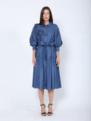 Button-Down Belted Quarter Sleeve Denim Dress DRESS Gracia Fashion 