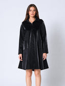 Button Down Glossy Rain Coat JACKET Gracia Fashion BLACK S 