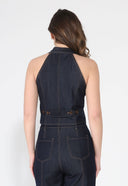 Button down halter neck sleeveless vest JACKET Gracia Fashion 